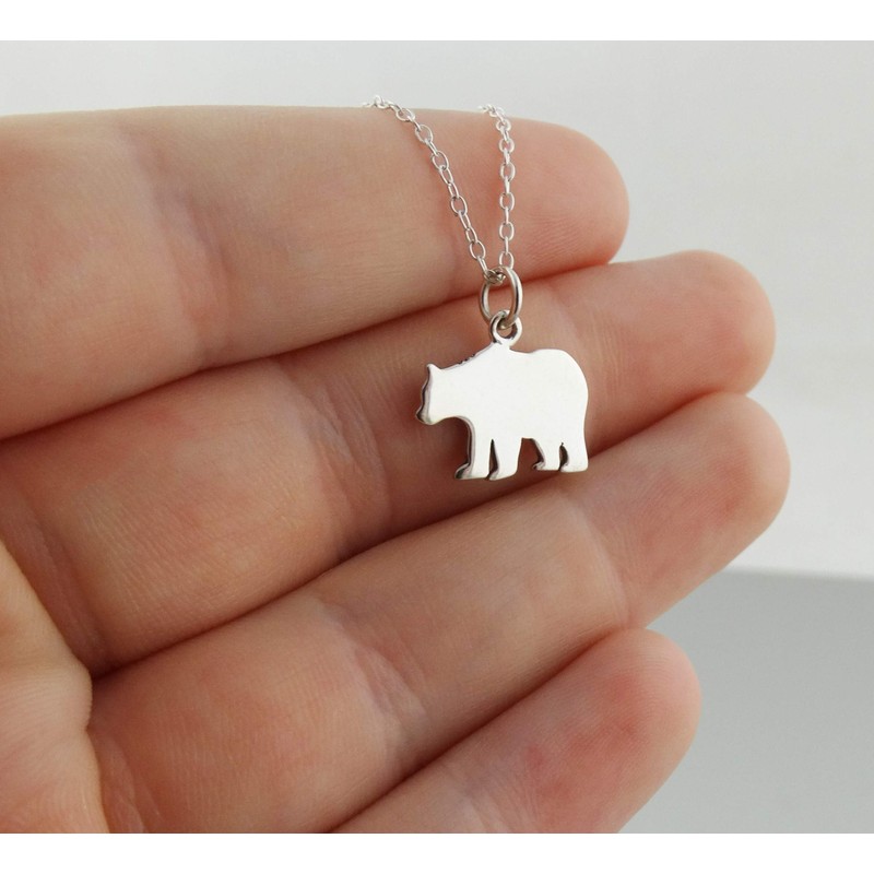 Sterling Silver Mama Bear Pendant Necklace, 18" Chain, Mom Mother's