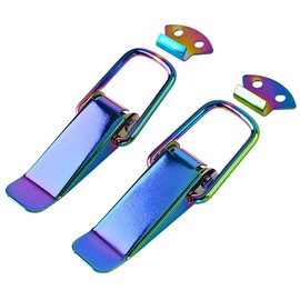 2PCS Car Bumper Clip Hasp, Metal Vehicle Front Rear Bumper Holder Security Hook Lock Clip Kit, Automotive Trunk Quick Release Fastener Hasp, Universal for Sedan Truck SUV (Multicolor/Large)