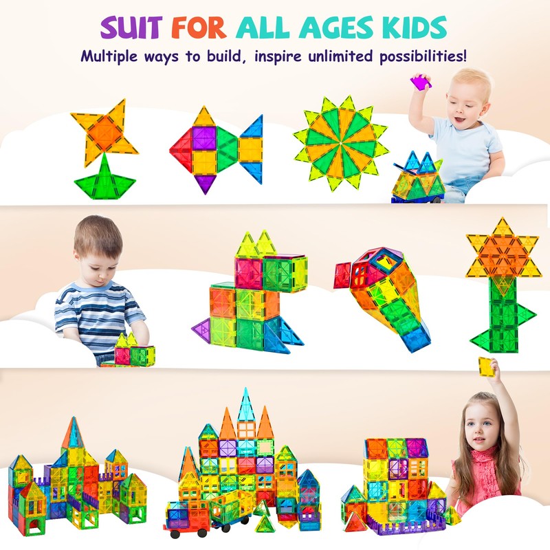 cossy 120Pcs Magnetic Tiles Magnetic 3D Building Blocks Set Educational