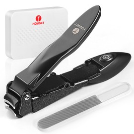 [Splatterproof] [Japan Patent] Nail Clipper, Japanese Quality, Built-in Nail Collecting Case, Ultra Sharp, Commercial Use, Stainless Steel Blade, Finger and Toe, Dual Use, Built-in File, Compact