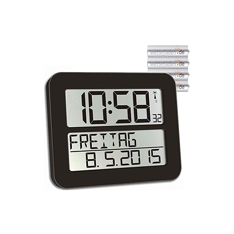 TFA Dostmann Timeline Max Radio Controlled Wall Clock Digital Day