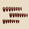 Red Press On Almond Gradient False Nails with Gold Foil