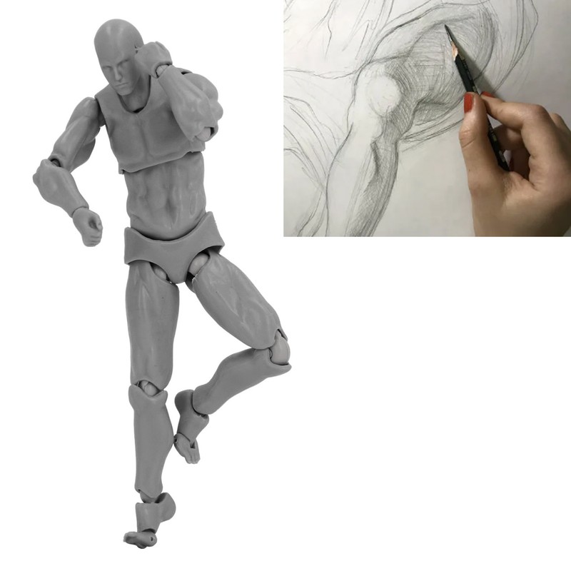 Figure Model PVC Action Figure Drawing Model Movable Joint Pedestal