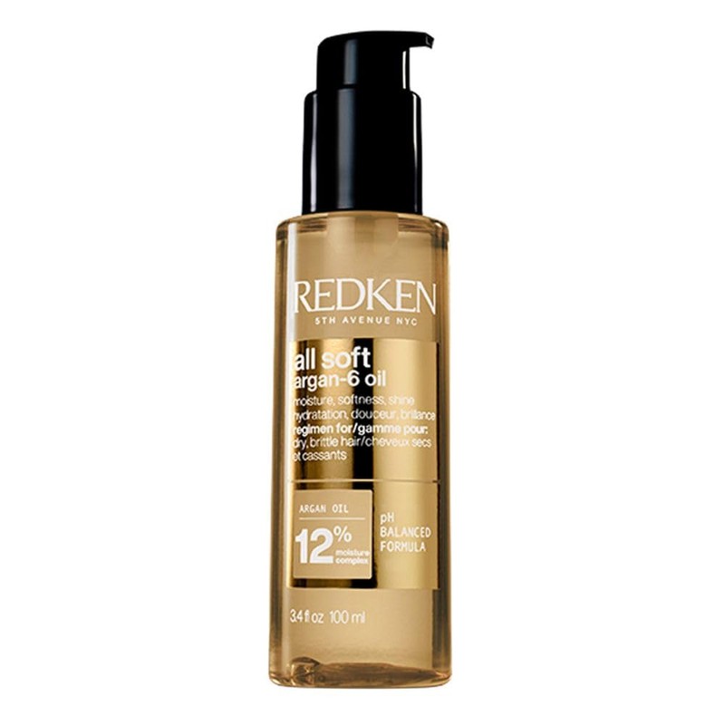 Redken Argan-6 Oil All Soft, Aceite Multibeneficios: Hidratación, Suavidad y
