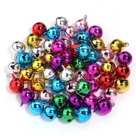 Suzu Bell Christmas Bell, Colorful Decorative Bell, Cute Bell, Christmas Ornament, Accessories, Protection Charm, 0.6 inch (16 mm), 50 Pieces