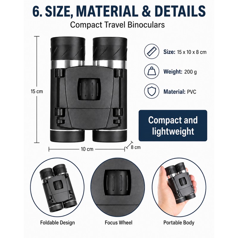 Compact 8x21 Binoculars for Travel & Birdwatching – Lightweight Folding