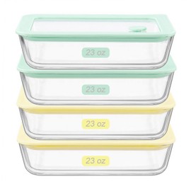 Urban Green Glass Food Container Set with Glass Lid, 4 Pack, Food Storage Containers with Airtight Lid, LeakProof, 100% Plastic Free, Meal Prep Container Set