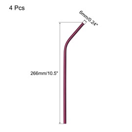 sourcing map Reusable Metal Straws 2Pcs, Stainless Steel Bent Drinking Straw 10.5" Long Suitable for Milk Shake Beverage Juice - Pink