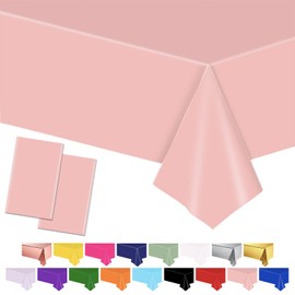 POPOYU 2Pcs Large Baby Pink Table Cloth Pink Tablecovers,137 * 274cm Plastic Waterproof Table Covers Pink Party Table Decoration for Birthday,Valentine's Day,Wedding,Baby Bridal Shower Party Supplies