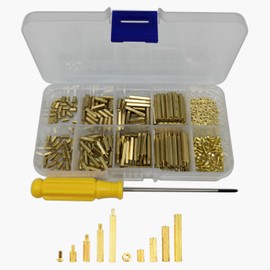 GTIWUNG Pack of 340 M2 Brass Male Female Hex Screws Nut Assortment Kit, M2 Male Female Hex Brass Spacer Standoff Screw Nut Threaded Pillar, Spacer Hex Spacers PCB Board