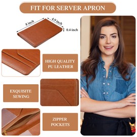Containlol 6 Pcs Waitress Server Books Guest Book Pad Leather Money Organizer Wallet Organizer Waiter Cash Check Bill Receipt Holder with Pocket for Waitstaff Fit Apron (Brown Style)