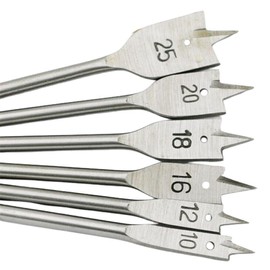 ZONADA 6Pcs Wood Flat Drill Sets 10mm 12mm 16mm 18mm 20mm 25mm Steel Woodworking Spade Drill Bits Hex Shank Puncher Sets Woodworking Tool