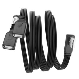 YACSEJAO 90 Degree USB Splitter Cable,USB 2.0 A Male to Double Female Adapter Y-Flat Data Extension Cable Dual USB Power Hub for Charging/Data Transfer（0.5M/1.6FT） (Right Angle)