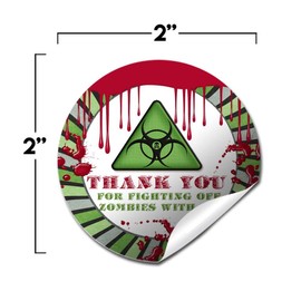Zombie Birthday Party Thank You Sticker Labels, 40 2" Party Circle Stickers by AmandaCreation, Great for Party Favors, Envelope Seals & Goodie Bags