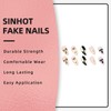 SINHOT Halloween Press on Nails Long Almond Fake Nails Glossy