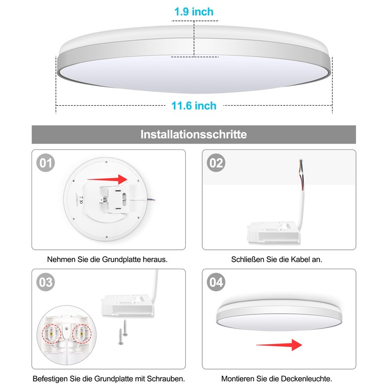 AmazeFun LED Ceiling Light 36 W - Ceiling Light Dimmable