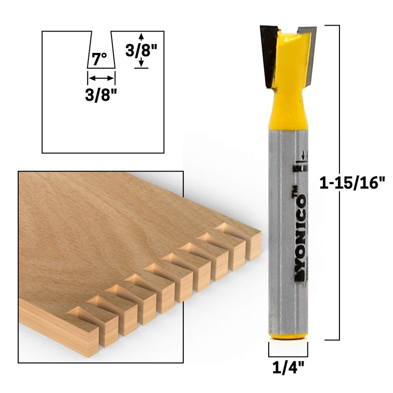 YONICO Dovetail Router Bit Set 5 Bit 1/4-Inch Shank 14520q