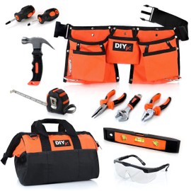 My First Tool Set by DIYjr – Real Tool Set for Kids Steel Forged Tools for Children Kids Toolbelt Child-Sized Tools Tool Bag for Kids Real Tools for Boys Tool Kit for Girls Tools for Small Hands
