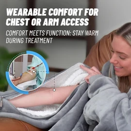 Dialysis Clothing Dialysis Sweatshirts with Arm Zipper | Oversized Wearable Blanket Dialysis or Chemotherapy | Dual-Arm & Chest Access, (Grey)