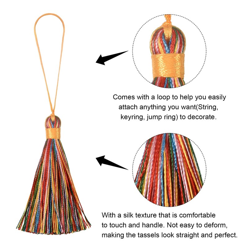 sourcing map Bookmark Tassels, 8 Pieces 6.5 Inch Silk Soft