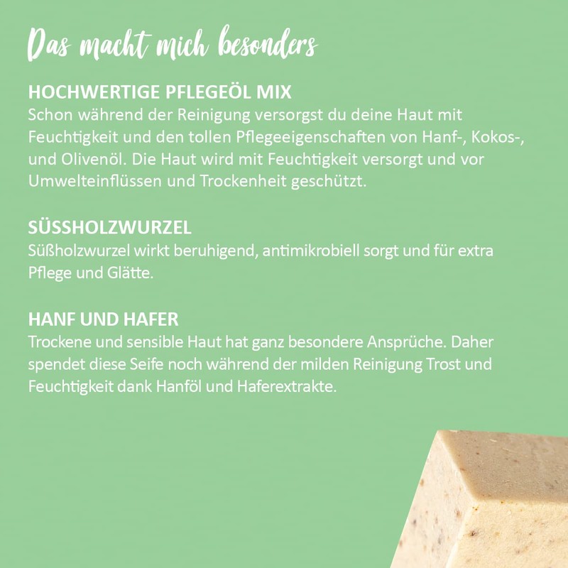 puremetics Gesichtspflegeseife 'Hanf' | Zero Waste, plastikfrei und vegan |