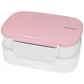 TAKENAKA Japanese Double Layer Bento Lunch Box with Fork,  Dishwasher & Microwave Safe - Candy Pink