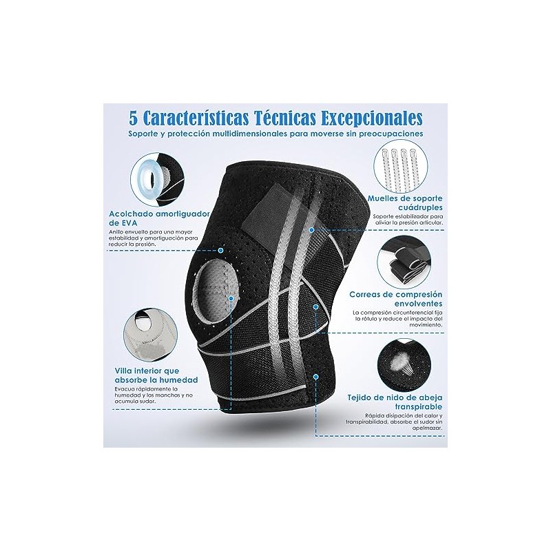 Rodilleras Deportivas, Almohadillas para Ligamentos de Menisco-gris