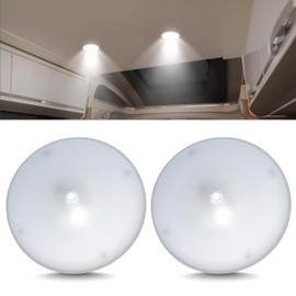 Command Electronics OEM 12V LED RV Low Profile Surface Mount Ceiling Light with Switch – Made in USA – 4.5" Diameter – 2-Pack