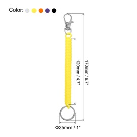 [PATIKIL] 5PCS Retractable Coil Spring Keychains Anti-lost Keychain Holder Lanyard Cord Metal Lobster Clasp with Key Ring for Key Wallet Assorted Colors, Black, Purple, Yellow, Orange, Clear