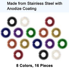 Wisdompro 16 Pcs Spiky Sensory Finger Rings, Flexible Fidget Ring for Adults, Men and Women, 8 Colors