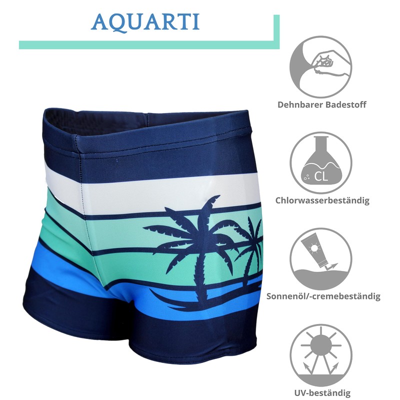 Aquarti Boys' Swimming Trunks Striped with Surfer Motif - 152