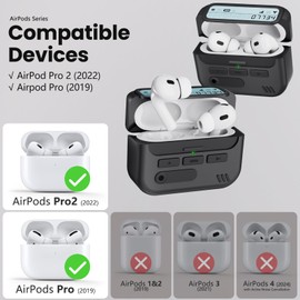 Skyconser (with Safety Lock) Pager Case Compatible with AirPods Pro 2nd Generation Case Cover with Cleaner Kit,Sturdy Hard TPU Protective for AirPods Pro 2 Charging Case(USB-C)(2023/2022/2019) for Men-Black