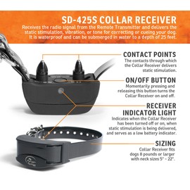 SportDOG Brand FieldTrainer 425XS Add-A-Dog Collar for Stubborn Dogs - Additional, Replacement, or Extra Collar for Your Remote Trainer - Waterproof and Rechargeable with Tone, Vibration, and Static