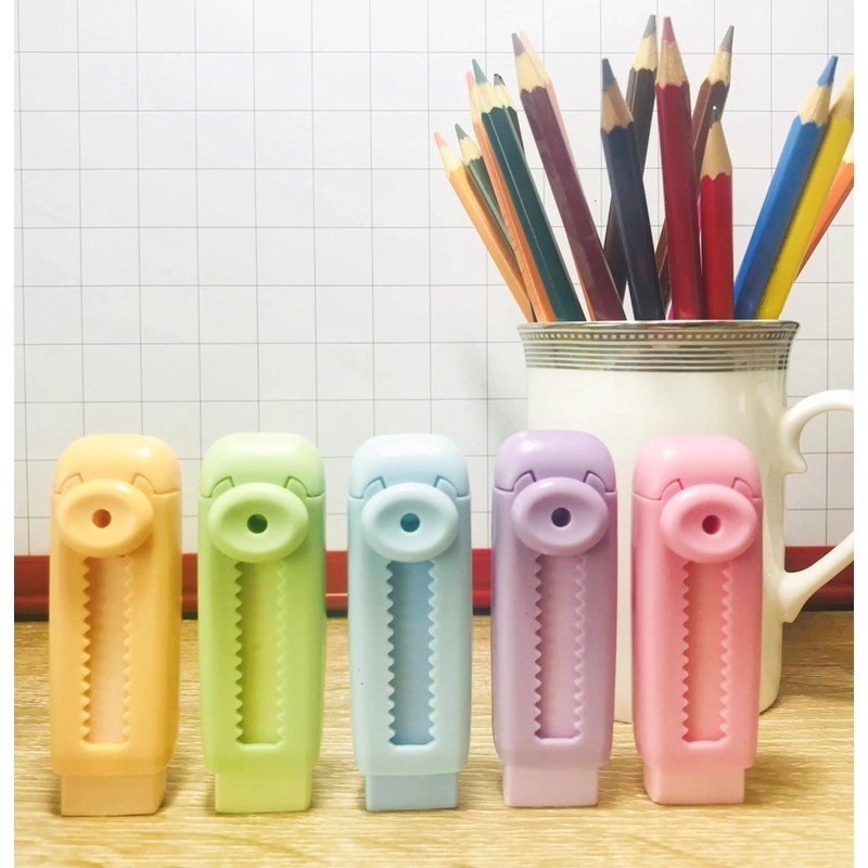 Joylio Retractable Erasers Set of 5 Pack Pastel Colours, Clean