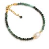 Gempires Emerald Beaded Bracelet with Freshwater Pearl, Beaded Bracelets, Pearl