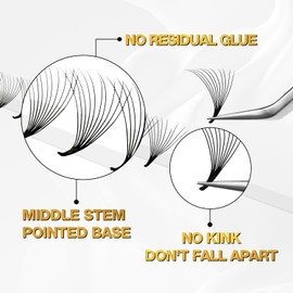 CharmO'clock 10D Mega Volume Lash Extensions 0.07mm Thickness 8-16mm Mixed Length Premium Cashmere Lashes Super Matte Black Finish For Professional Volume Specialists(10D 0.07 8-16mm)