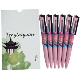 Fengtaiyuan, Rotating Pop-up Pens, 0.5mm, Black Ink, Writting Smooth, Quick Drying 6 Pack (BlackRM01x6)