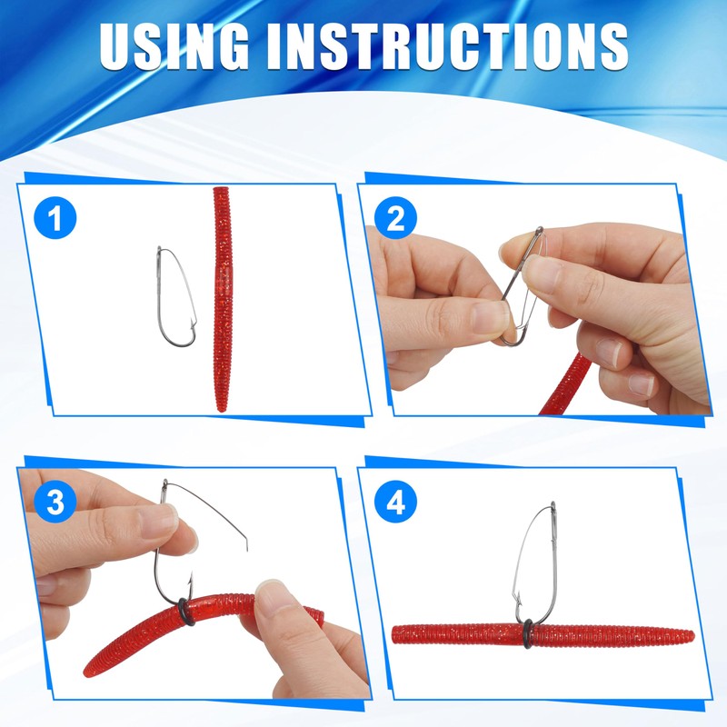 50pcs Weedless Wacky Rig Hooks Wacky Worm Hooks with Weed