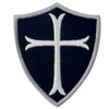 EmbTao Knights Templar Cross Shield Military Embroidered Patch Velcro White