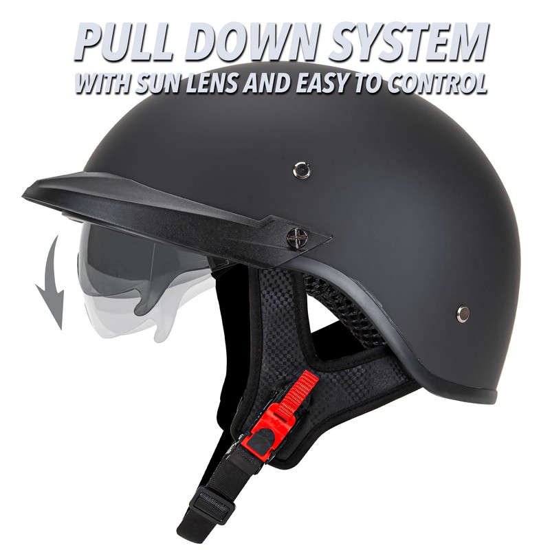 Cartman Motorcycle Open Face Helmet with Sun Visor Quick Release