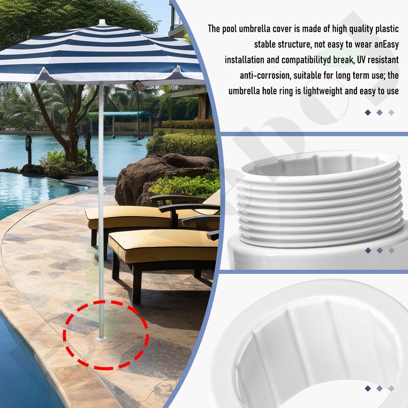 Braveboy 4 Pack 1 3/4" Pool Umbrella Stabilizer Adapter/Threaded Adapter