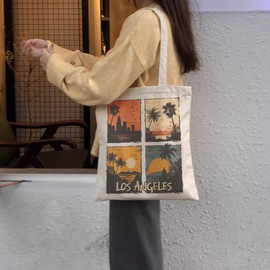 TeenFighter Aesthetic Canvas Tote Bag with Inner Pocket for Women - Durable Cotton Thick Totes for Shopping, Gym, Travel