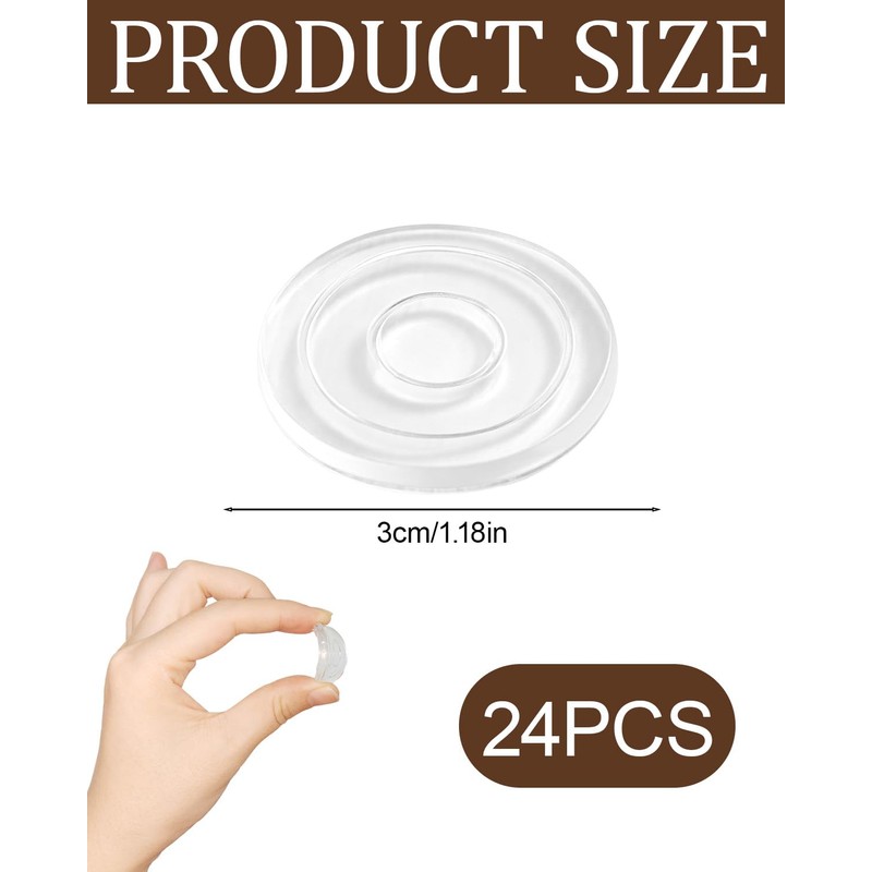 24Pcs Rubber Feet for Cutting Board,Clear Silicone Feet Slip Adhesive