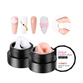 Solid Sculpture Builder Gel Kit, White & Nude Non-Stick Hand Nail Extension Gel for Carving Patterns Extension Strengthening Nail Decoration, 3D Sculpture Gel Soak Off UV Nail Art Salon