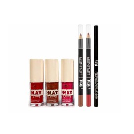 Kit 3 Gloss P.H.A.T n' Juicy Lip Glow Oil Italia deluxe + 3 Delineadores de Labios Mate IVY (As if)