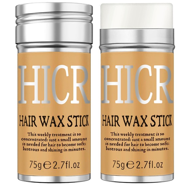 Hicream Hair Wax Stick, 2PCS x 2.7 Oz Wax Stick for Hair Wigs Fly away Hair Tamer Stick for Smoothing Flyaways & Taming Frizz, Flyaways Hair Stick Hair Wax