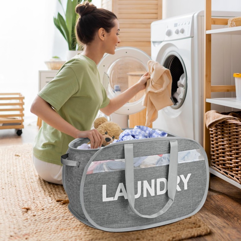 BOSNONA Large Collapsible Laundry Baskets Pop Up Laundry Hamper with
