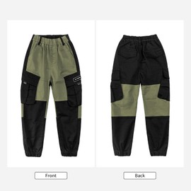 Rolanko Boys Jogging Cargo Pants with Pockets Pull on Kids Cargo Trousers 4-14 Years (Army Black, 6-7)