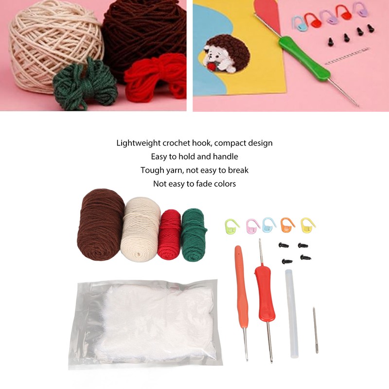 Hedgehogs Crochet Kit with Yarns Crochet Hook Stuffing DIY Learn