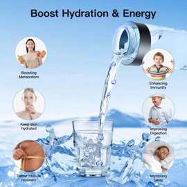 Hydrogen Water Bottle Generator,5500ppb Portable Water Ionizer Machine with SPE/PEM Technology in 5-Minute Electrolysis, Rechargeable Hydrogen Rich Cup for Home Office Travel & Fitness